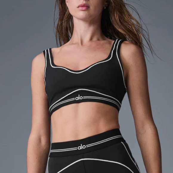 Alo Airbrush Heart Throb Bra in Black/White Size XS NWT - Picture 1 of 4